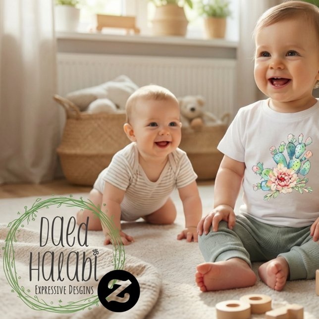 Camiseta De Bebé Cactus de Acuarela en Flor (Watercolor Cacti Bloom Baby T-Shirt)