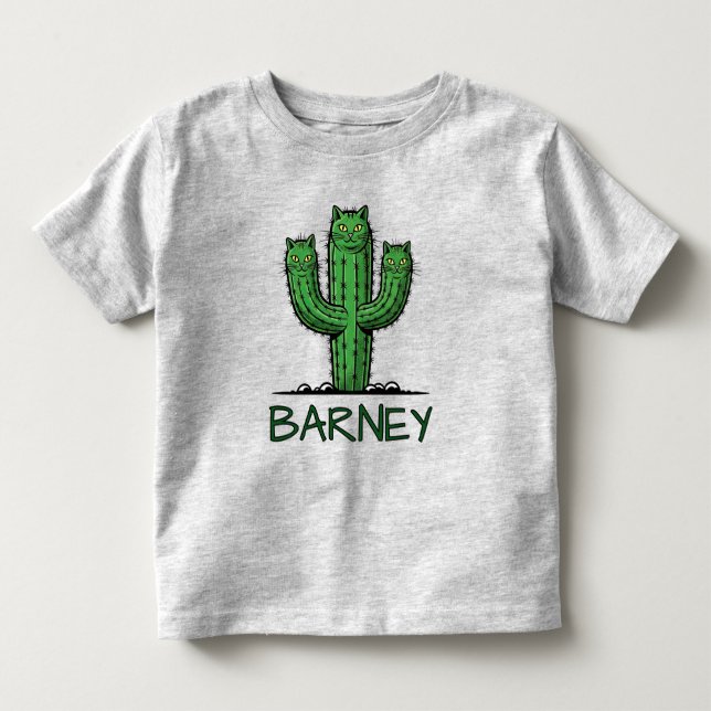 Camiseta De Bebé Cactus Divertido con Caras de Gato (Anverso)