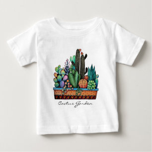 Camiseta De Bebé Cactus Garden Cute Watercolor En Pot