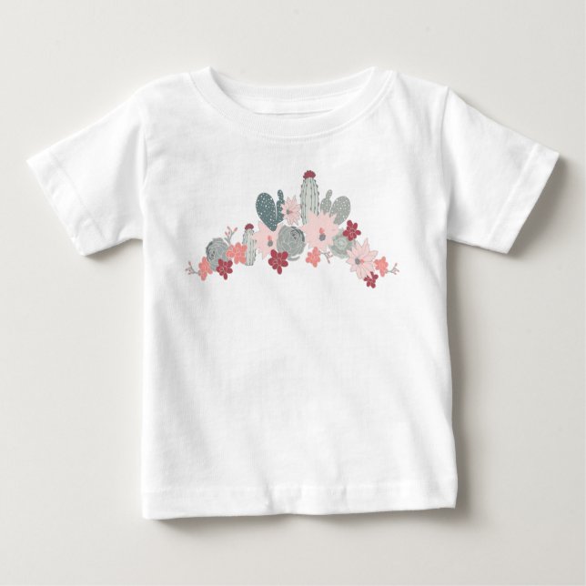 Camiseta De Bebé Cactus Pinta Rosa Suculenta Plantas Desiertas Moti (Anverso)