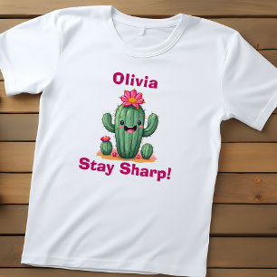 Camiseta De Bebé Cactus Sonriente Adorable "¡Mantén la Agudeza!"