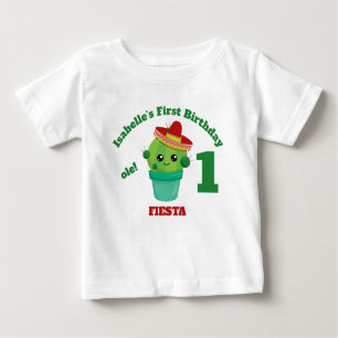 Camiseta De Bebé Cactus sonrientes en el primer cumpleaños del Somb
