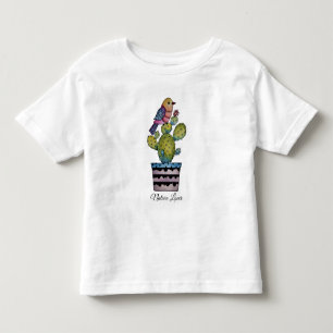 Camiseta De Bebé Cactus Y Ave Arcoiris En Acuarela