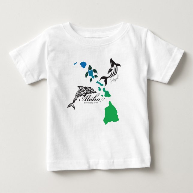 Camiseta De Bebé Cadena de las islas de Hawaii - delfín y ballena (Anverso)