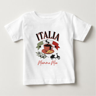 Camiseta De Bebé Café Vintage Italia, Scooter Retro y Mamma Mia