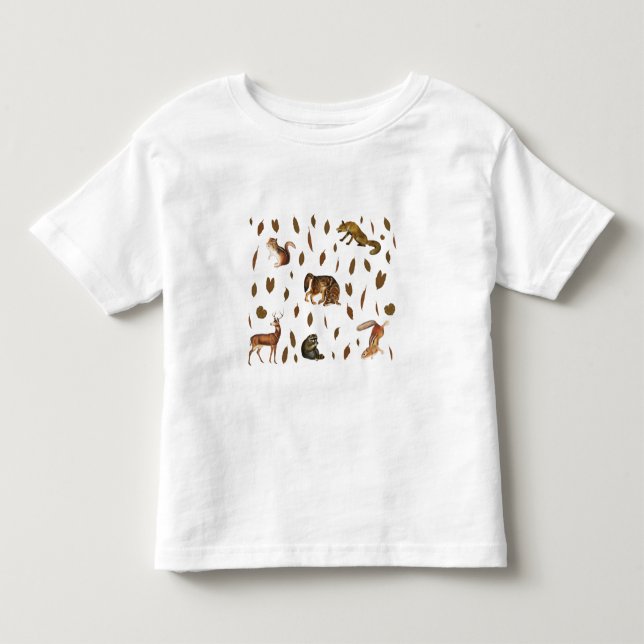 Camiseta De Bebé Caída de animales forestales hojas otoñales (Anverso)
