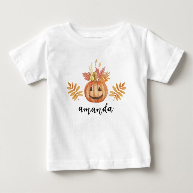 Camiseta De Bebé Caída de la Calabaza de Flores Tradicionales (Anverso)