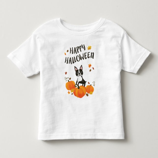 Camiseta De Bebé Caída de la Calabaza Terrier de Boston deja camise (Anverso)