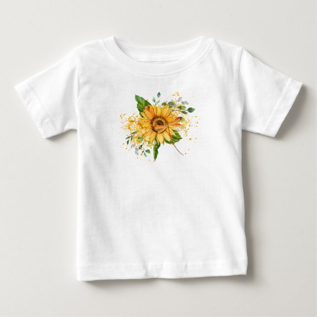 Camiseta De Bebé Caída de la salpicadura de girasol y libélula (Anverso)