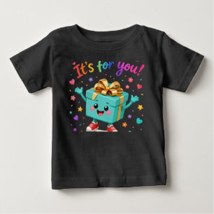 Camiseta De Bebé Caja de regalo azulada linda y feliz sorpresa