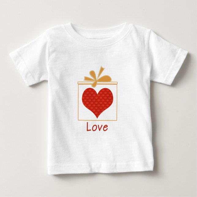 Camiseta De Bebé Caja dorada de corazón rojo lindo LOVE (Anverso)