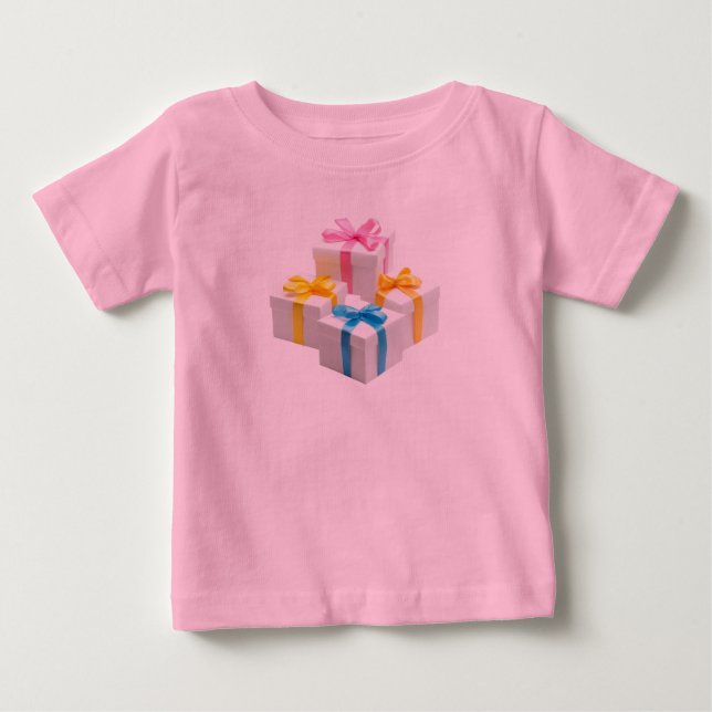 Camiseta De Bebé Cajas de regalo de cumpleaños arcoíris (Anverso)