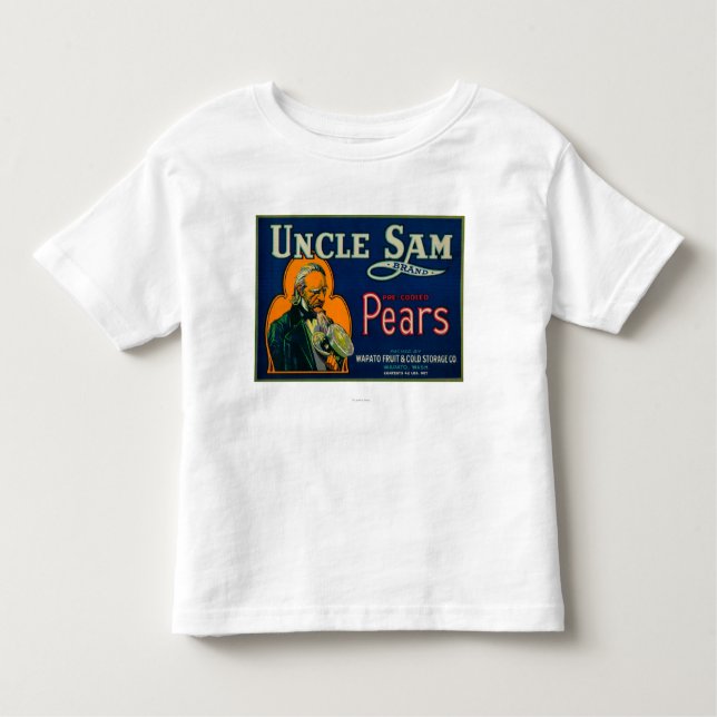 Camiseta De Bebé Cajón LabelWapato, WA de la pera del tío Sam (Anverso)
