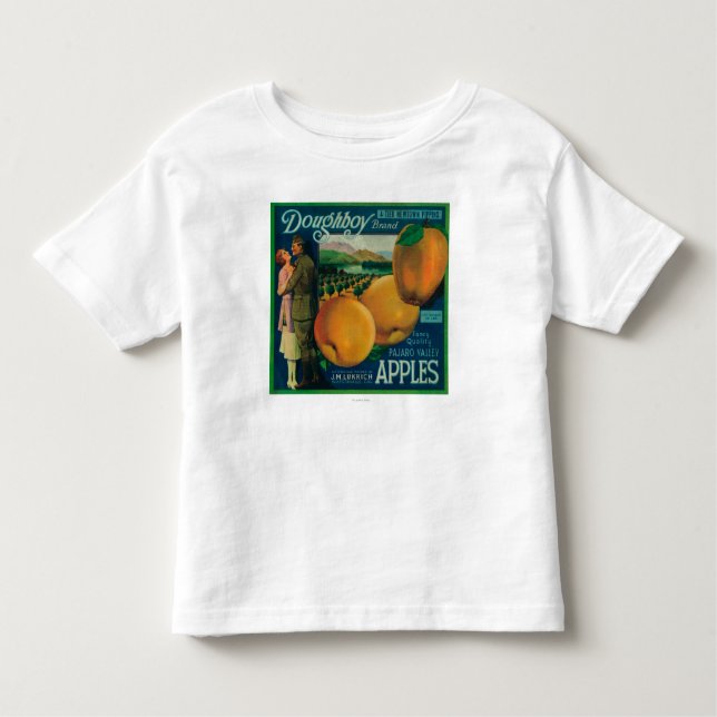 Camiseta De Bebé Cajón LabelWatsonville, CA de Apple del Doughboy (Anverso)