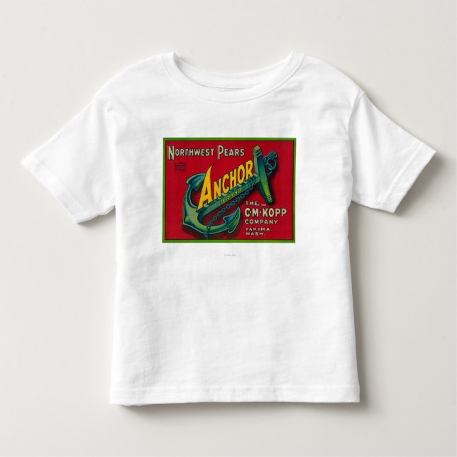 Camiseta De Bebé Cajón LabelYakima, WA de la pera del ancla (Anverso)