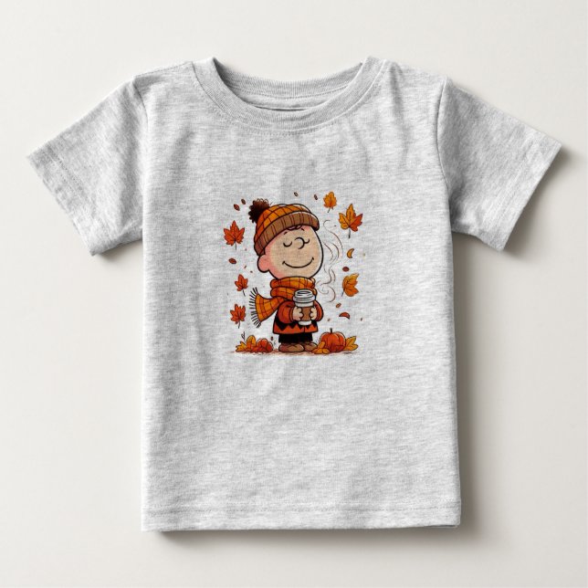 Camiseta De Bebé ​ Calabaza Cuta Linus Cae Pequeño Y Camiseta Bebé (Anverso)