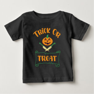 Camiseta De Bebé Calabaza de Halloween con truco o tratar cruces