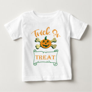 Camiseta De Bebé Calabaza de Halloween con truco o tratar cruces