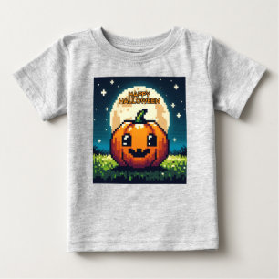 Camiseta De Bebé Calabaza de Halloween de 8 bits bajo la luna