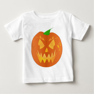 Camiseta De Bebé Calabaza De Halloween En Blanco