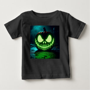 Camiseta De Bebé Calabaza de Halloween verde chillón