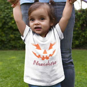Camiseta De Bebé Calabaza de Jack O Lantern Personalizada Femenina