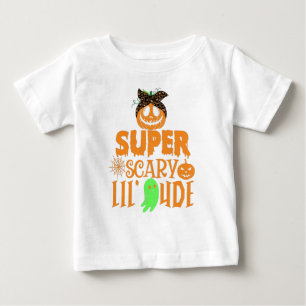 CAMISETA DE BEBÉ CALABAZA DE PEQUEÑO DUENDE SUPER ESPANTOSO VINTAGE