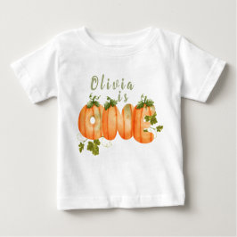 Camiseta De Bebé Calabaza floral Primer cumpleaños otoño