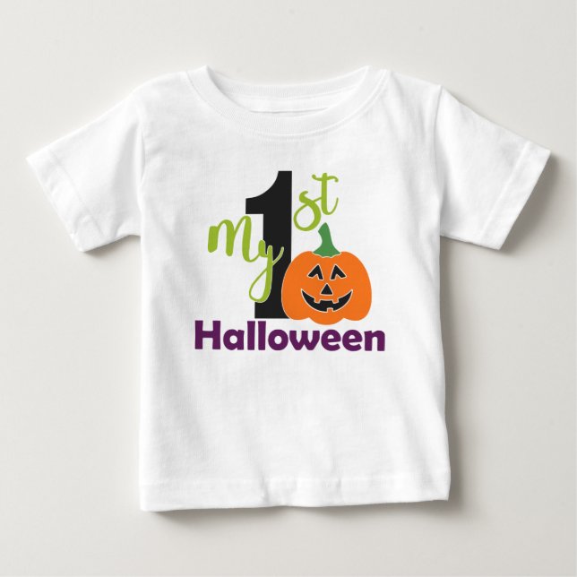 Camiseta De Bebé Calabaza linda, mi primera Halloween (Anverso)