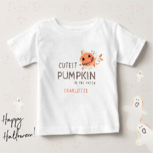 Camiseta De Bebé 🎃 Calabaza más Cuesta en la Halloween con parche 