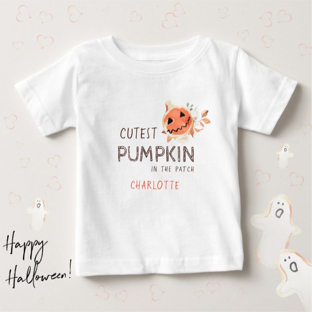Camiseta De Bebé Calabaza más fina en el parche (Cutest Pumpkin in the Patch Handdrawn Halloween Baby T-Shirt ©Susanne Sachers - Sunny Mind Design)