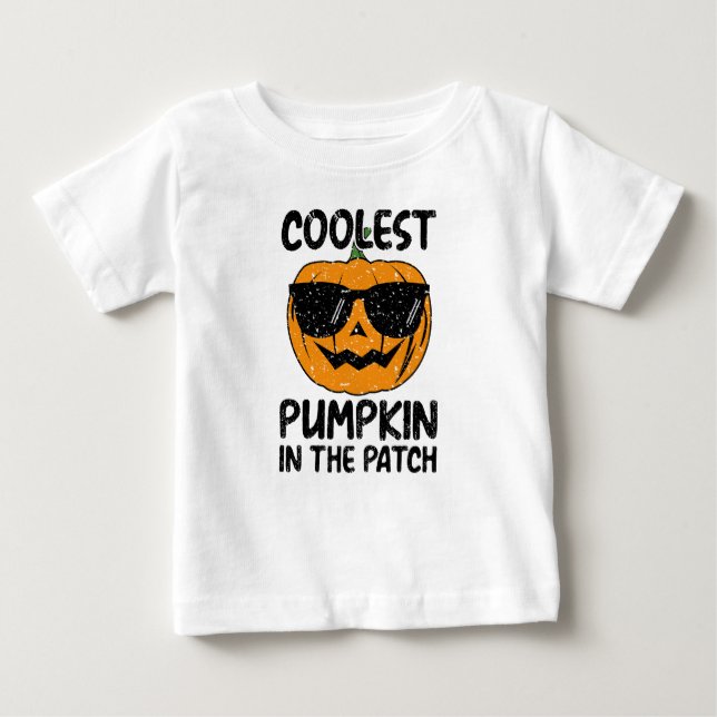 Camiseta De Bebé Calabaza más fría del parche, Halloween (Anverso)