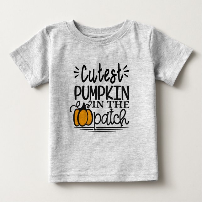 Camiseta De Bebé calabaza más lindo en trajes de halloween con parc (Anverso)