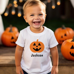 Camiseta De Bebé Calabaza naranja de Jack O Lantern linda Nombre de