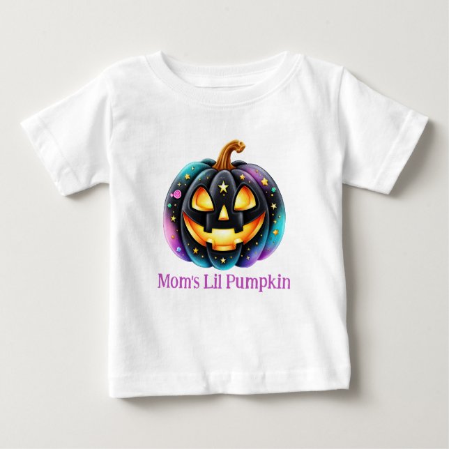 Camiseta De Bebé Calabaza negra personalizable de Jack o'Lantern  (Anverso)
