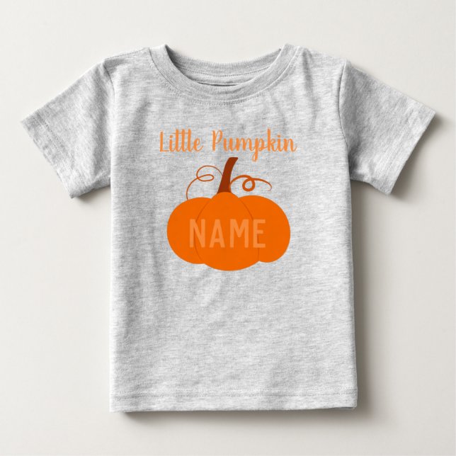 Camiseta De Bebé "Calabaza pequeña" Nombre del bebé Caída (Anverso)