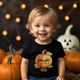Camiseta De Bebé Calabaza personalizada adorable Halloween acuarela