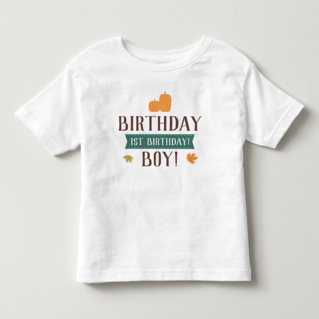 Camiseta De Bebé Calabazas de otoño y hojas niño o Chica de cumplea (Anverso)