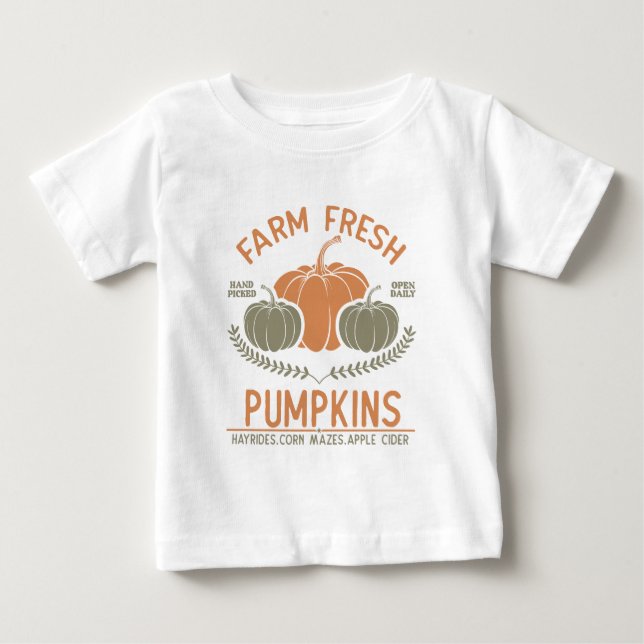 Camiseta De Bebé Calabazas frescas de granja | Hand Picked (Anverso)