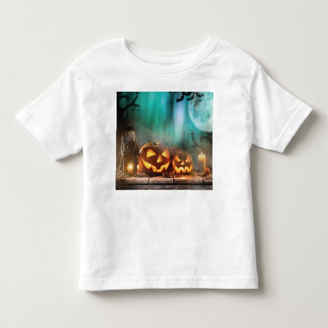 Camiseta De Bebé Calabazas y murciélagos de Halloween (Anverso)