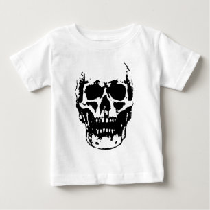 Camiseta De Bebé Calavera Arte Pop Arte Blanco Negro