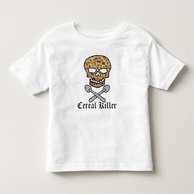 Camiseta De Bebé Calavera asesina de cereales y cucharas cruzadas (Anverso)