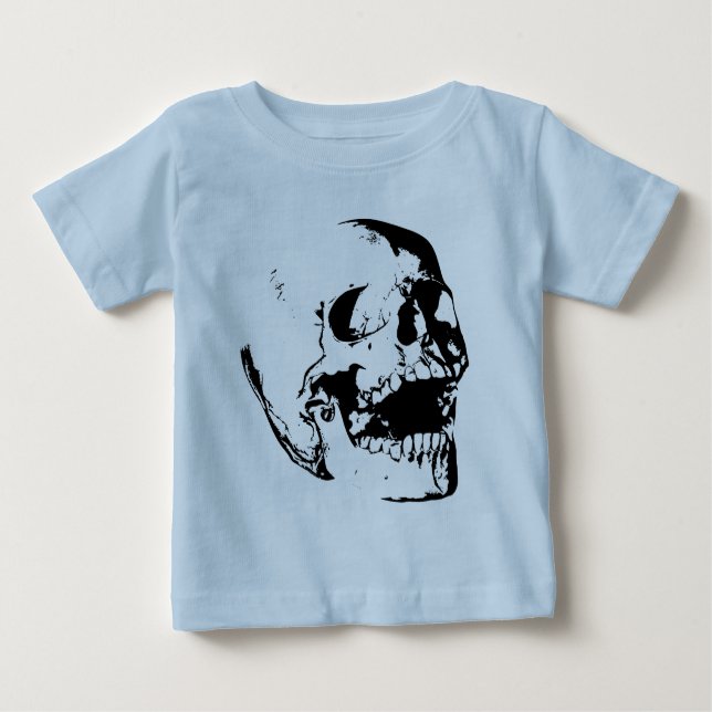 Camiseta De Bebé Calavera Blanco Negro (Anverso)