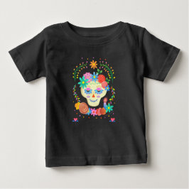 Camiseta De Bebé Calavera de azúcar dulce colorida Día de los Muert