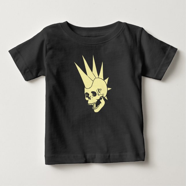 Camiseta De Bebé Calavera de Punk de personalizable versión 2 (Anverso)