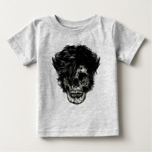 Camiseta De Bebé Calavera de Rockstar con Cabello Salvaje