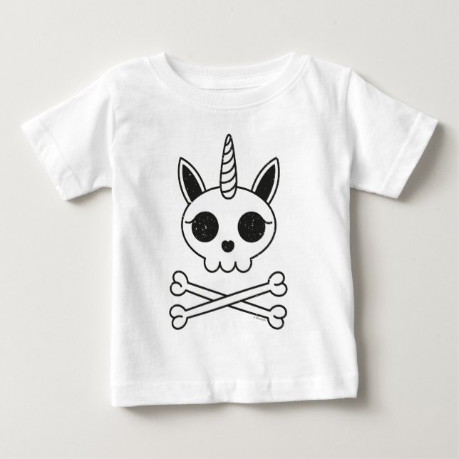 Camiseta De Bebé Calavera de unicornio y huesos cruzados (Anverso)