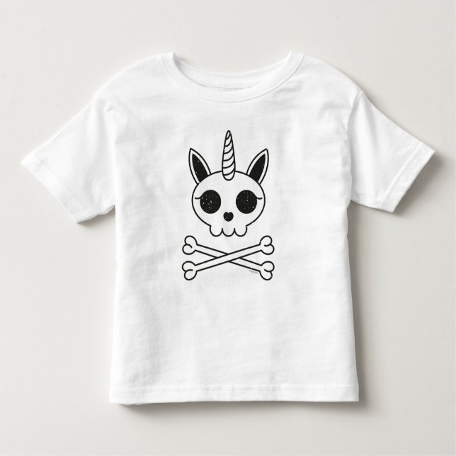 Camiseta De Bebé Calavera de unicornio y huesos cruzados (Anverso)