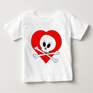 Camiseta De Bebé Calavera del corazón rojo