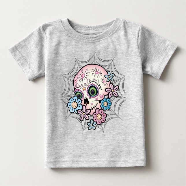 Camiseta De Bebé Calavera dulce de azúcar (Anverso)